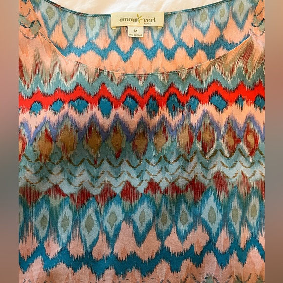 Amour Vert Silk Mini Dress with Belt, Size Medium - Picture 4 of 4